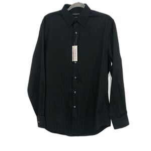 Axist Men’s Black Pin Stripe Slim Fit Button Down Shirt Size Medium